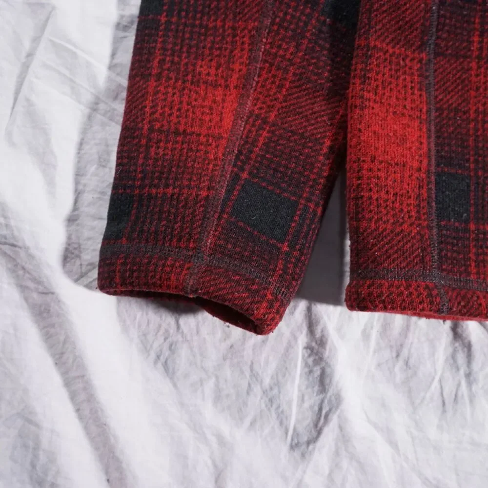 The North Face Quarter Zip Fleece Jacket Red Black Plaid Rare Mens Small